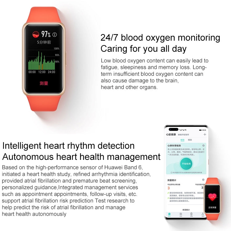 Original Huawei Band 6 1.47 inch AMOLED Color Screen Smart Wristband Bracelet, Standard Edition, Support Blood Oxygen Heart Rate Monitor / 2 Weeks Long Battery Life / Sleep Monitor / 96 Sports Modes(Green) Eurekaonline