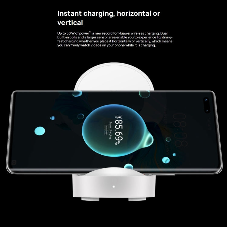 Original Huawei CP62R 50W Max Qi Standard Super Fast Charging Vertical Wireless Charger Stand (White) Eurekaonline