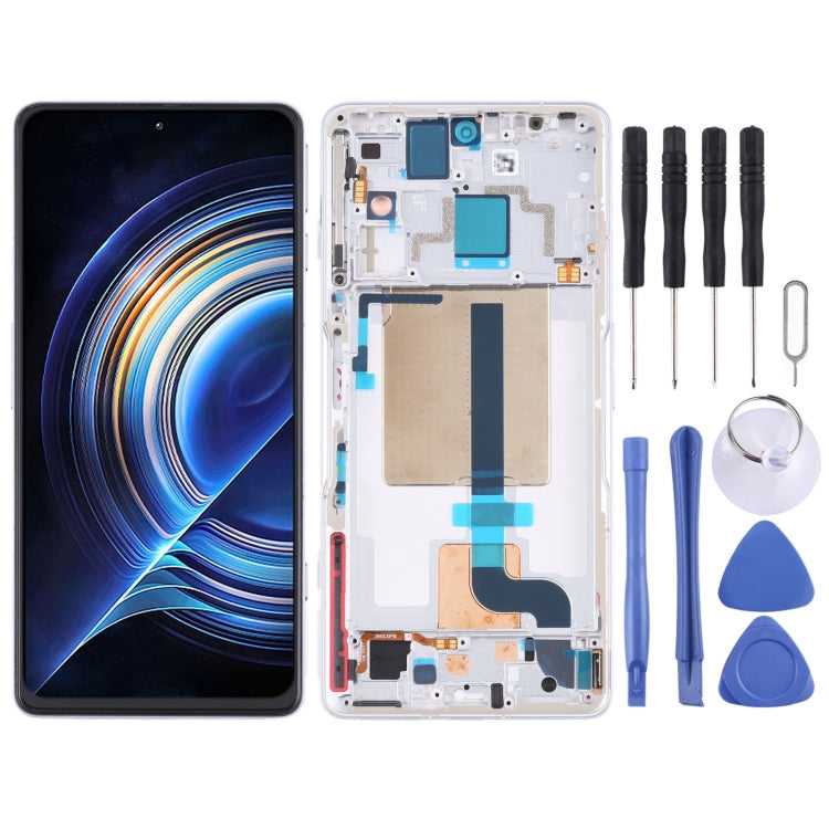 Original LCD Screen and Digitizer Full Assembly with Frame for Xiaomi Redmi K50 Gaming/Poco F4 GT(White) Eurekaonline