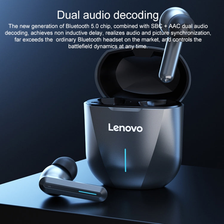 Original Lenovo XG01 IPX5 Waterproof Dual Microphone Noise Reduction Bluetooth Gaming Earphone with Charging Box & LED Breathing Light, Support Touch & Game / Music Mode (Tarnish) Eurekaonline