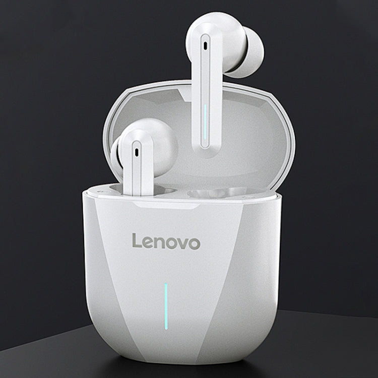 Original Lenovo XG01 IPX5 Waterproof Dual Microphone Noise Reduction Bluetooth Gaming Earphone with Charging Box & LED Breathing Light, Support Touch & Game / Music Mode (White) Eurekaonline