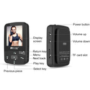 Original RUIZU X50 Sport Bluetooth MP3 Player 8gb Clip Mini with Screen Support FM,Recording,E-Book,Clock,Pedometer Eurekaonline