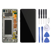 Original Super AMOLED LCD Screen for Galaxy S10 4G Digitizer Full Assembly with Frame (White) Eurekaonline