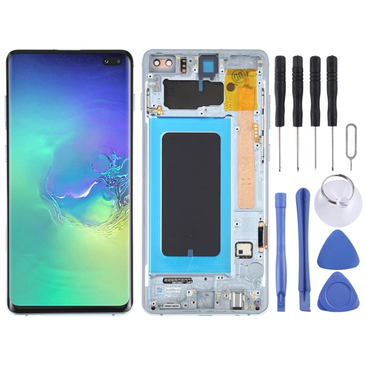 Original Super AMOLED LCD Screen for Samsung Galaxy S10+ Digitizer Full Assembly with Frame (Blue) Eurekaonline