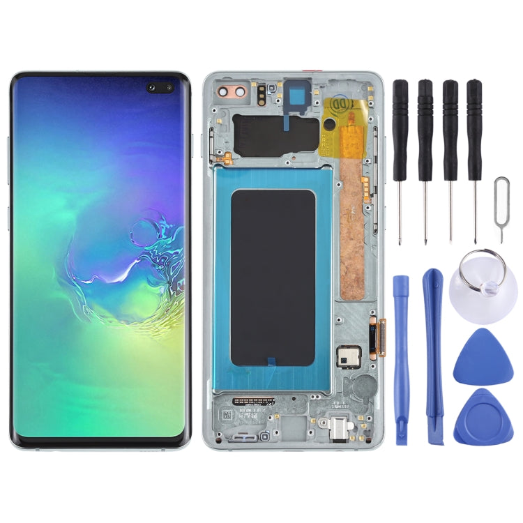 Original Super AMOLED LCD Screen for Samsung Galaxy S10+ Digitizer Full Assembly with Frame (Green) Eurekaonline