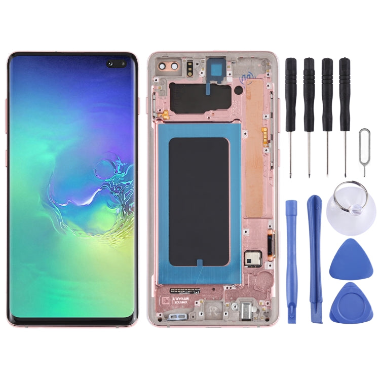 Original Super AMOLED LCD Screen for Samsung Galaxy S10+ Digitizer Full Assembly with Frame (Pink) Eurekaonline