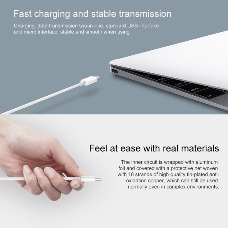 Original Xiaomi USB to USB-C / Type-C Data Cable Normal Version, Cable Length: 1m (White) Eurekaonline