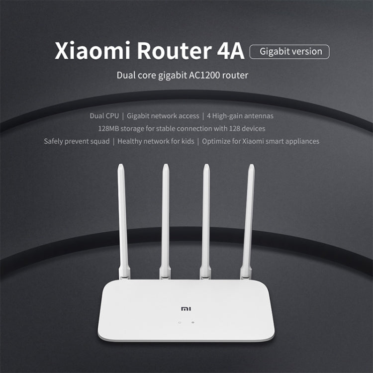 Original Xiaomi WiFi Router 4A Smart APP Control AC1200 1167Mbps 128MB 2.4GHz & 5GHz Dual-core CPU Gigabit Ethernet Port Wireless Router Repeater with 4 Antennas, Support Web & Android & iOS, US Plug(White) Eurekaonline