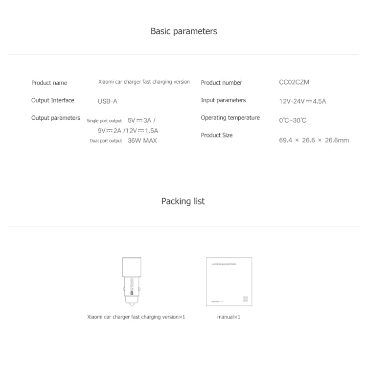 Original Xiaomi X2 Car QC3.0 Dual USB Quick Charger Eurekaonline