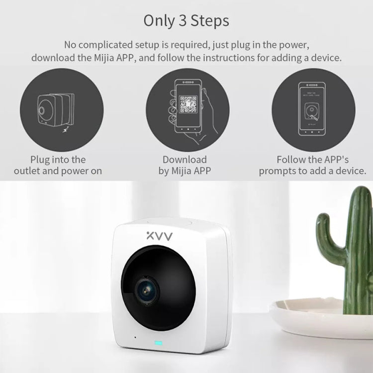 Original Xiaomi Youpin XiaoVV 1080P 2 Million Pixel Smart Panoramic Camera, Support Infrared Night Vision & AI Humanoid Detection & Voice Intercom & 128GB Micro SD Card, US Plug(White) Eurekaonline