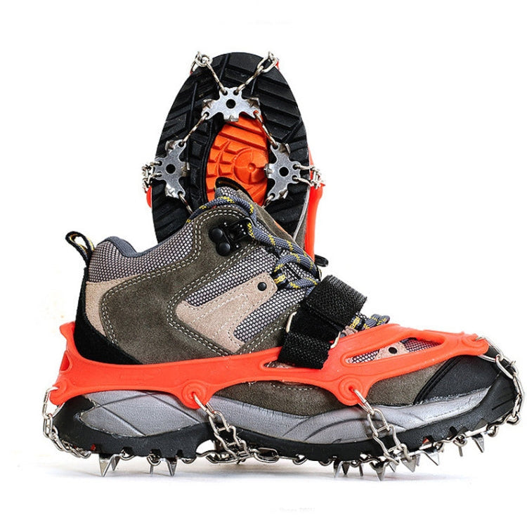 Outdoor 18-Tooth 430 Stainless Steel Crampons Snow Hiking Shoes Spikes Non-Slip Shoe Covers，SIze: L (Black) Eurekaonline