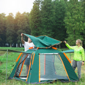 Outdoor 3-4 People Beach Thickening Rainproof Automatic Speed Open Four-sided Camping Tent, Style:Upgraded Large Vinyl(Dark Green) Eurekaonline