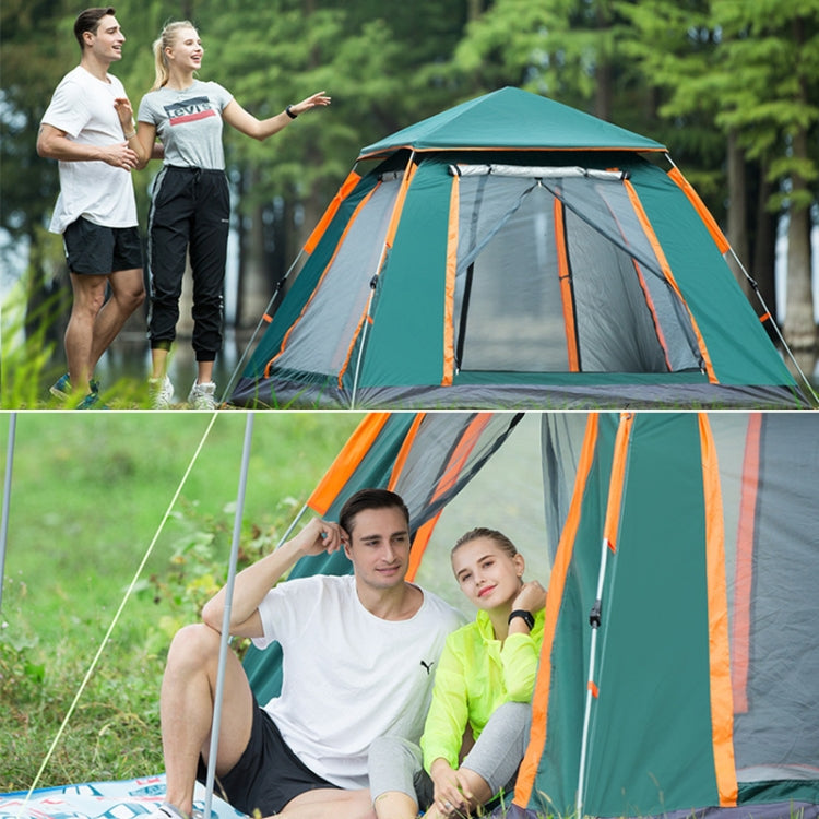 Outdoor 3-4 People Beach Thickening Rainproof Automatic Speed Open Four-sided Camping Tent, Style:Upgraded Large Vinyl(Dark Green) Eurekaonline