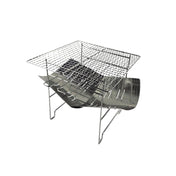 Outdoor Camp Portable Folding Stainless Steel Barbecue Charcoal Grill + Wire Mesh (Silver) Eurekaonline