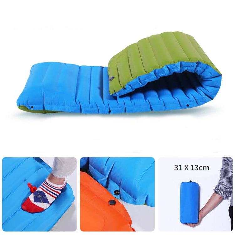 Outdoor Camping Foot Type Automatic Portable Inflatable Bed Beach Mat Picnic Mat Folding TPU Air Cushion(Blue With Green) Eurekaonline