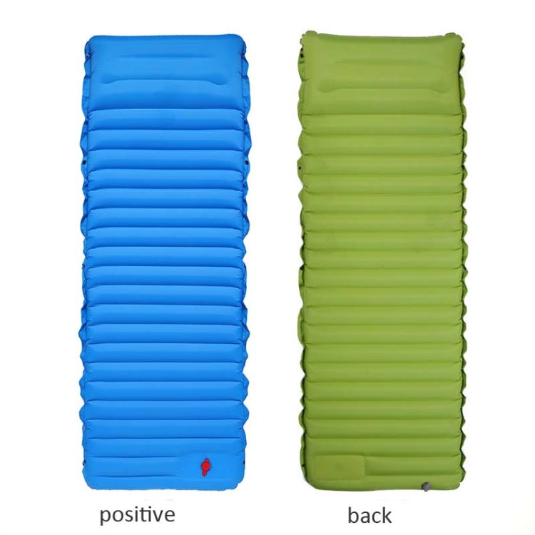 Outdoor Camping Foot Type Automatic Portable Inflatable Bed Beach Mat Picnic Mat Folding TPU Air Cushion(Blue With Green) Eurekaonline