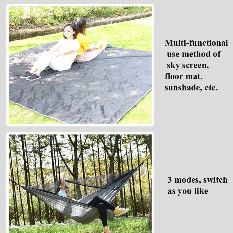 Outdoor Camping Sunshade + Anti-Mosquito Hammock Set Parachute Fabric Net Yarn Anti-Mosquito Hammock(Camel) Eurekaonline