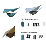 Outdoor Camping Sunshade + Anti-Mosquito Hammock Set Parachute Fabric Net Yarn Anti-Mosquito Hammock(Camel) Eurekaonline