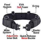 Outdoor Hunting Belt Nylon Waist Belt,Spec: Belt + Corset  Black Eurekaonline