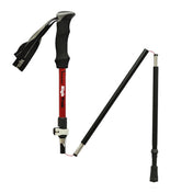 Outdoor Mountaineering Portable Foldable Ultra light Aluminium Alloy Alpenstocks Trekking Poles, Length : 35-125CM (Red) Eurekaonline