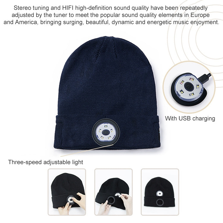 Outdoor Night Running Night Fishing LED Light Illumination Bluetooth 5.0 Knitted Hat Eurekaonline