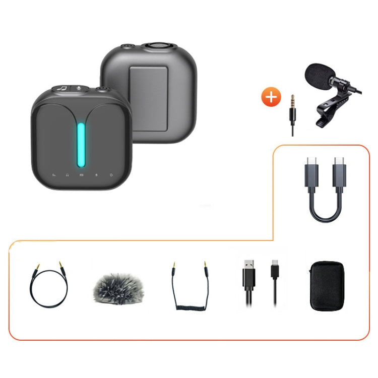 Outdoor Professional Noise-cancelling Wireless Lavalier Microphone Type-C+External Microphone Eurekaonline