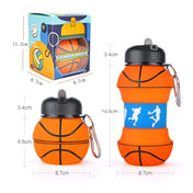 Outdoor Sports Anti-fall Water Bottle Portable Leak-proof Silicone Folding Cup, Shape: Basketball Black(550ml) Eurekaonline
