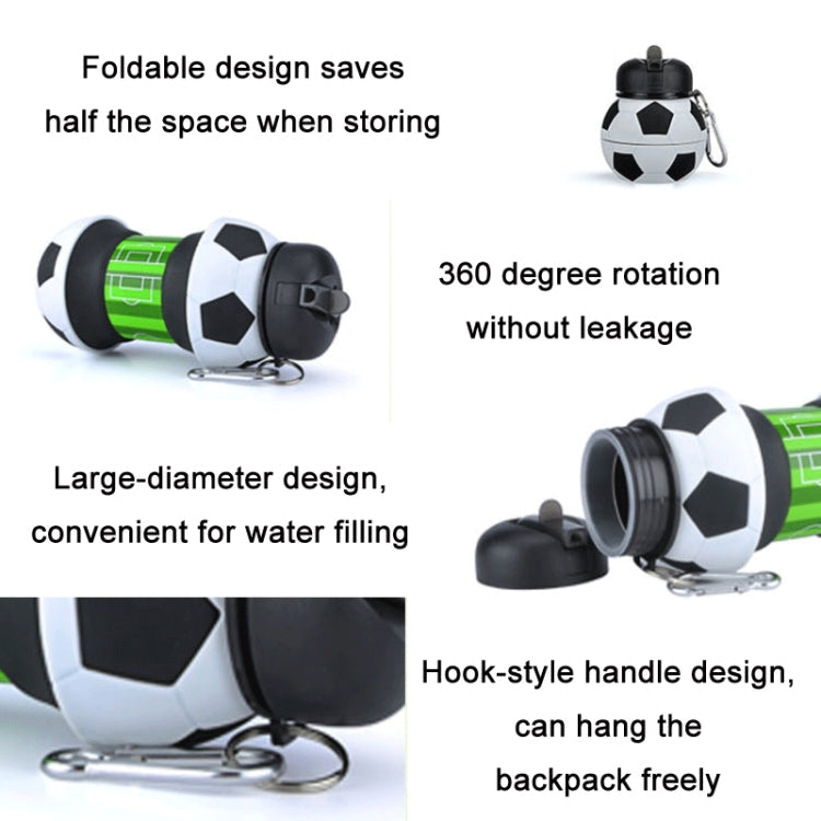 Outdoor Sports Anti-fall Water Bottle Portable Leak-proof Silicone Folding Cup, Shape: Basketball Black(550ml) Eurekaonline