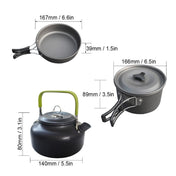 Outdoor Supplies Camping Portable Teapot Set Pot Set(Green Handle) Eurekaonline