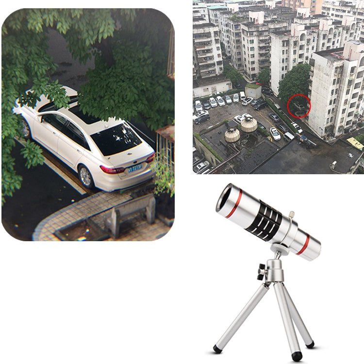 Outdoor Telescope Mobile Phone Accessories Shooting Telephoto Lens with Universal Metal Clip(12X) Eurekaonline