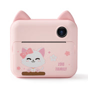 P1 32GB Children Polaroid Camera 1200W Front And Rear Dual-Lens Mini Print Photographic Digital Camera Toy(Pink Cat) Eurekaonline
