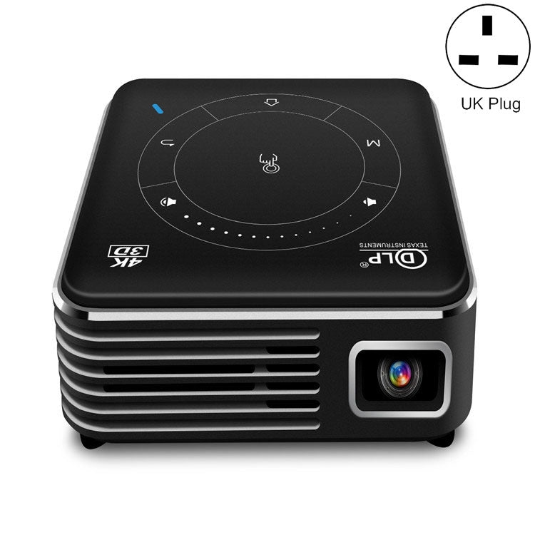 P11 4K HD DLP Mini 3D Projector 4G + 32G Smart Micro Convenient Projector, Style:UK Plug(Black) Eurekaonline