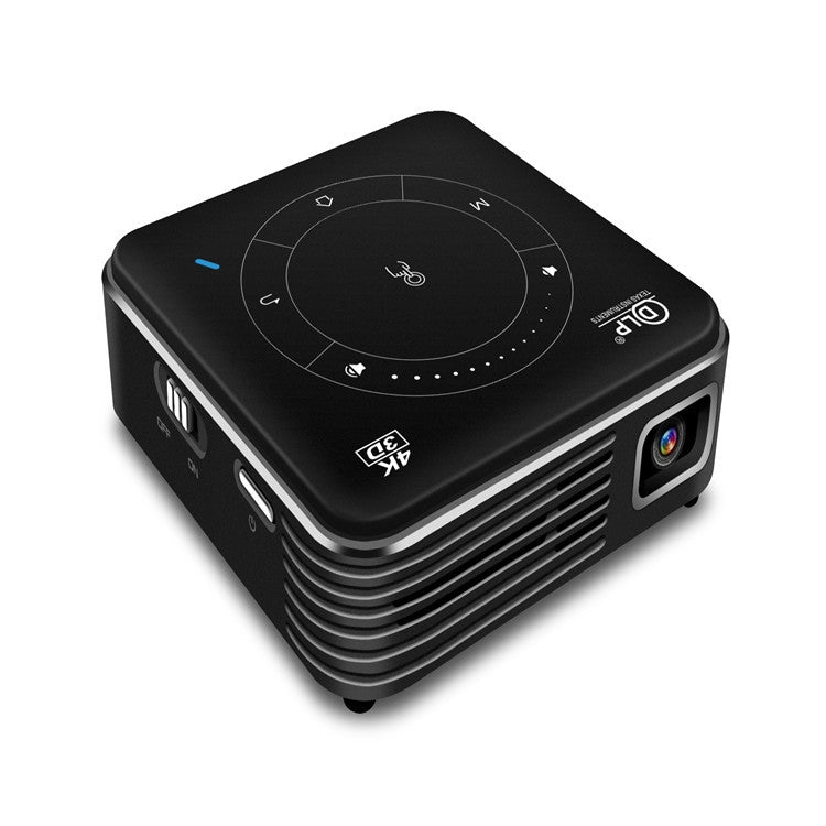 P11 4K HD DLP Mini 3D Projector 4G + 32G Smart Micro Convenient Projector, Style:US Plug(Black) Eurekaonline