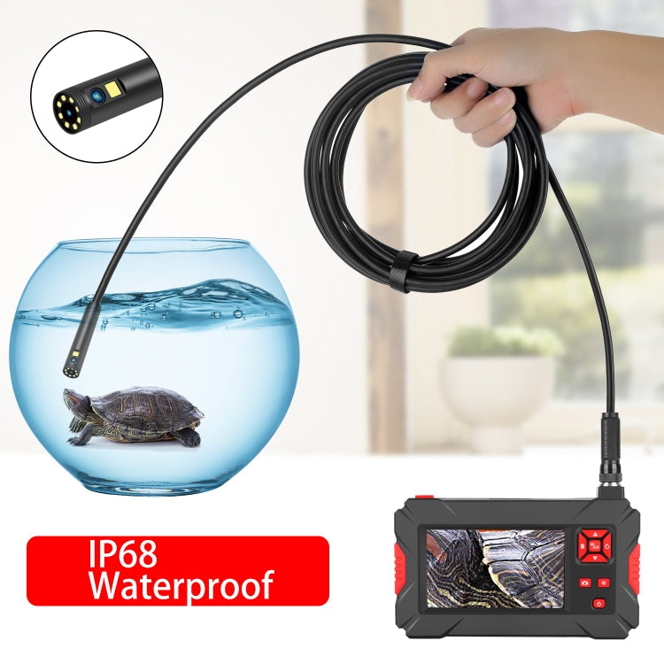 P30 8mm 1080P IP68 Waterproof 4.3 inch Screen Dual Camera Digital Endoscope, Length:5m Hard Cable(Black) Eurekaonline