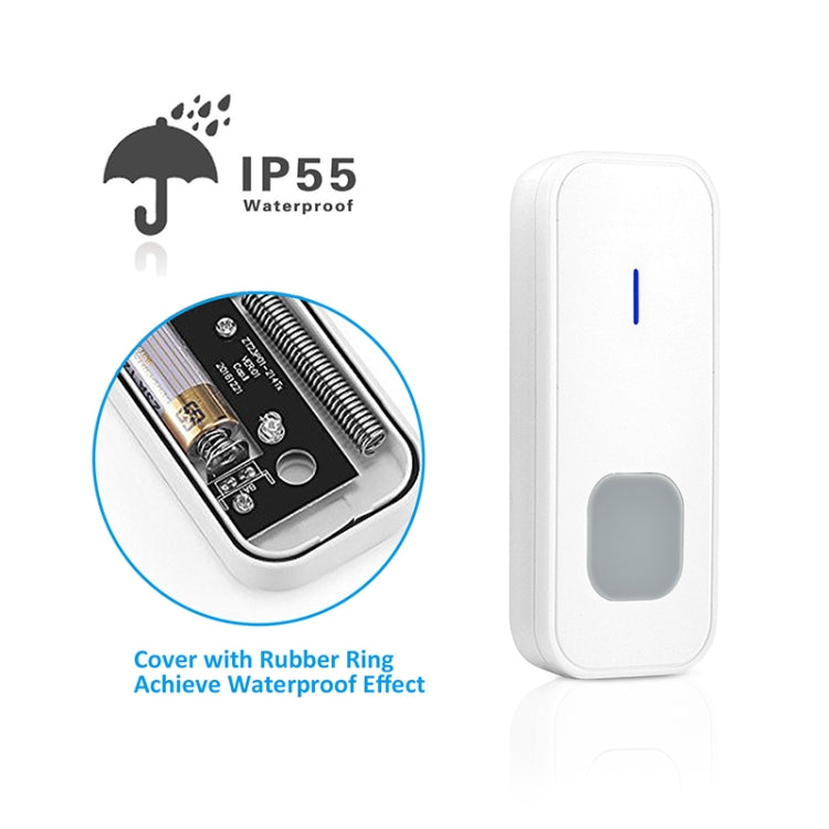 P7 110dB Wireless IP55 Waterproof Low Power Consumption WiFi Doorbell Receiver with Night Light , 53 Music Options, Receiver Distance: 300m (White) Eurekaonline