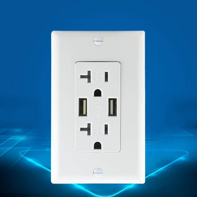 PC Double-connection Power Socket Switch with USB, US Plug, Square White UL 15A Leakage Protection Socket Eurekaonline