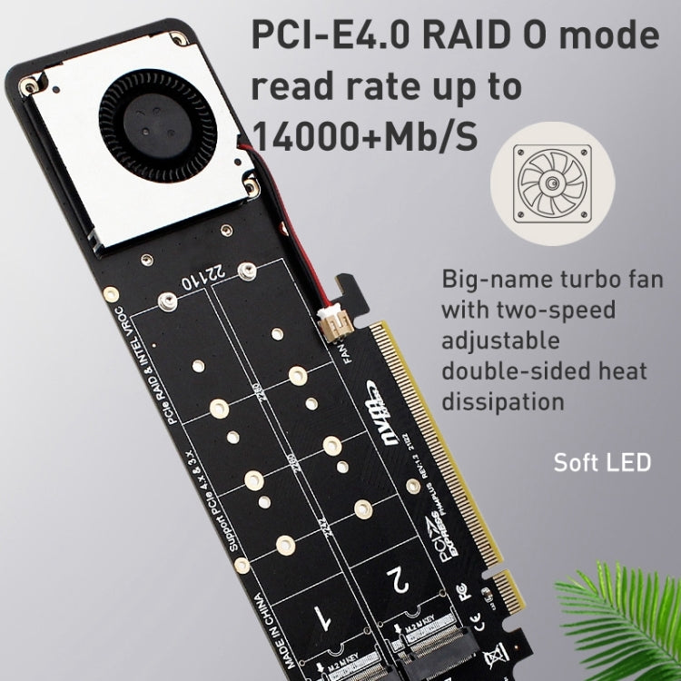 PCIe X16 to M.2 M-key NVMEx4 SSD RAID Converter Card Eurekaonline