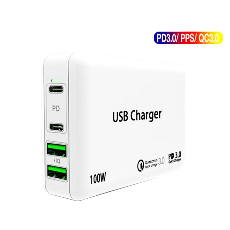 PD 65W Dual USB-C / Type-C + Dual USB 4-port Charger with Power Cable for Apple / Huawei / Samsung Laptop UK Plug Eurekaonline