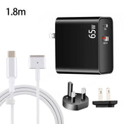 PD-65W USB-C / Type-C + QC3. 0 USB Laptop Charging Adapter + 1.8m USB-C / Type-C to MagSafe 2 / T Head Data Cable, UK Plug / US Plug(Black) Eurekaonline