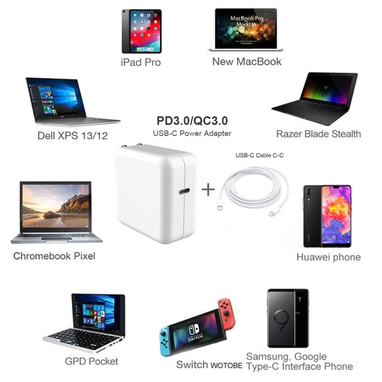 PD-96W 96W PD USB-C / Type-C Laptop Adapter + 2m 5A USB-C / Type-C to USB-C / Type-C Fast Charging Cable for MacBook Pro, Plug Size:UK Plug Eurekaonline
