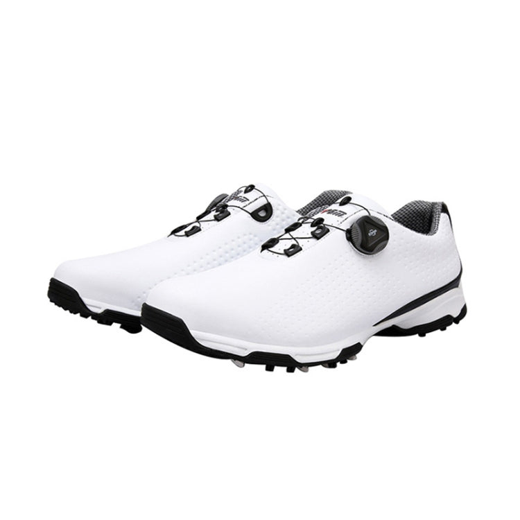 PGM Golf Breathable Rotating Buckle Sneakers Outdoor Sport Shoes for Men(Color:White Black Size:43) Eurekaonline