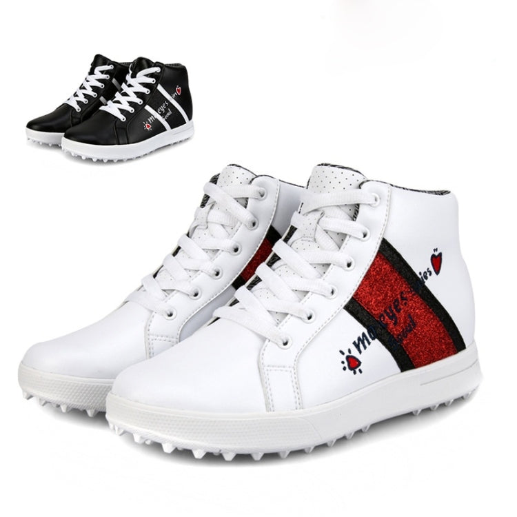 PGM Golf High-top Increased Microfiber Leather Sneakers for Women (Color:Black Size:37) Eurekaonline