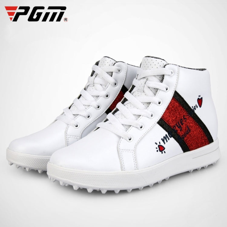 PGM Golf High-top Increased Microfiber Leather Sneakers for Women (Color:White Size:36) Eurekaonline