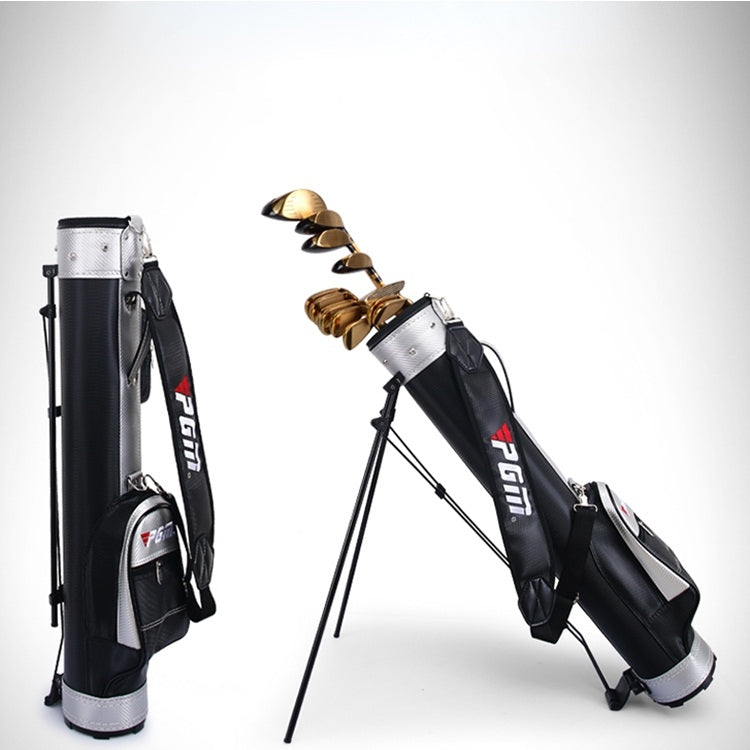 PGM Golf Large Capacity Nylon + PU Bag with Holder for Men and Women (Black Silver) Eurekaonline