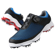 PGM Golf Waterproof Microfiber Leather Wide Sole Rotating Shoelaces Sneakers Outdoor Sport Shoes for Men (Color:Black Blue Size:40) Eurekaonline