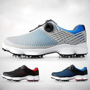 PGM Golf Waterproof Microfiber Leather Wide Sole Rotating Shoelaces Sneakers Outdoor Sport Shoes for Men (Color:Black Blue Size:42) Eurekaonline