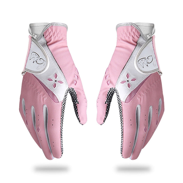 PGM One Pair Golf Non-Slip PU Leather Gloves for Women (Color:Pink Size:17) Eurekaonline