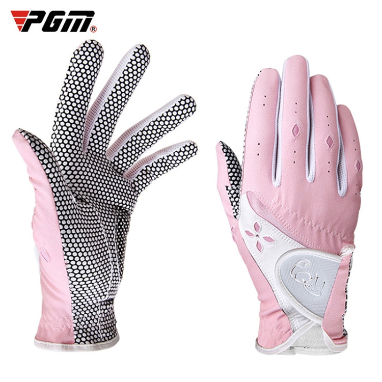 PGM One Pair Golf Non-Slip PU Leather Gloves for Women (Color:Pink Size:17) Eurekaonline