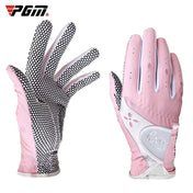 PGM One Pair Golf Non-Slip PU Leather Gloves for Women (Color:Pink Size:19) Eurekaonline