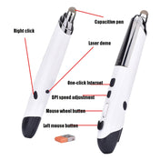 PR-08 1600DPI 6 Keys 2.4G Wireless Electronic Whiteboard Pen Multi-Function Pen Mouse PPT Flip Pen(White) Eurekaonline